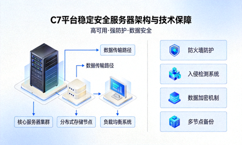 C7平台稳定安全的服务器架构与技术保障示意图